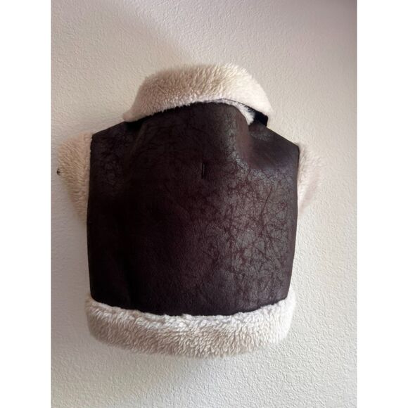 New Aerie Offleash By Aerie Leather Sherpa Dog Vest - Deep Earth - Size Small - Picture 5 of 12